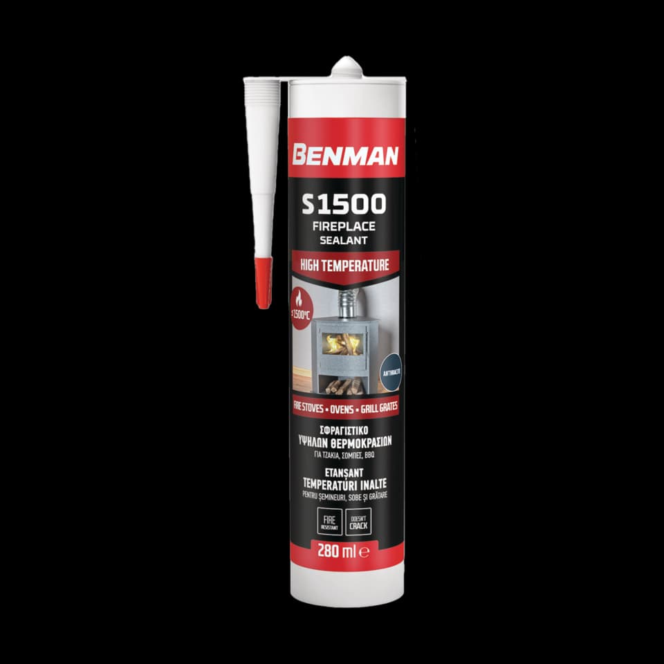 ETANȘANT PENTRU ȘEMINEURI LA TEMPERATURI ÎNALTE S1500, CARTUȘ, 280 ml, ANTRACIT, BENMAN