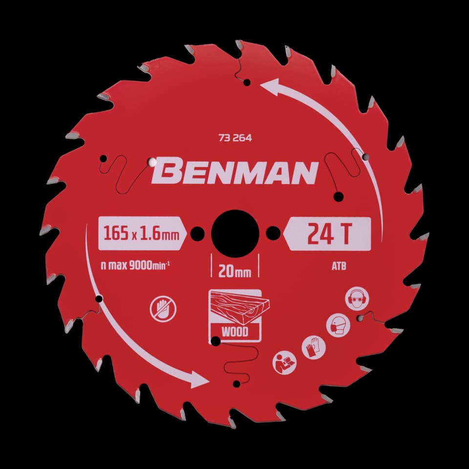 EXPERT LAMĂ DE FIERĂSTRĂU CIRCULAR PENTRU TĂIERE LEMN 165x1.6mm/20mm, 24T BENMAN