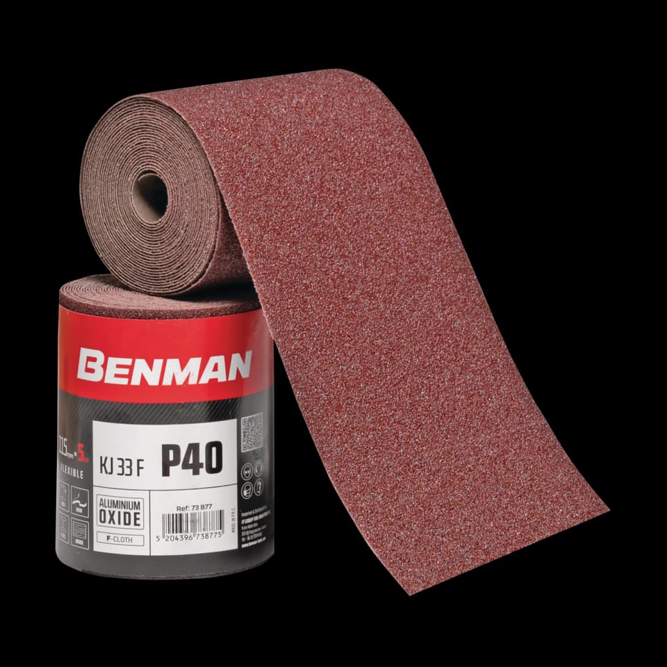 ALUMINIUM OXIDE F-CLOTH ROLL KJ 33 F, 115mmx5m, P100, BENMAN