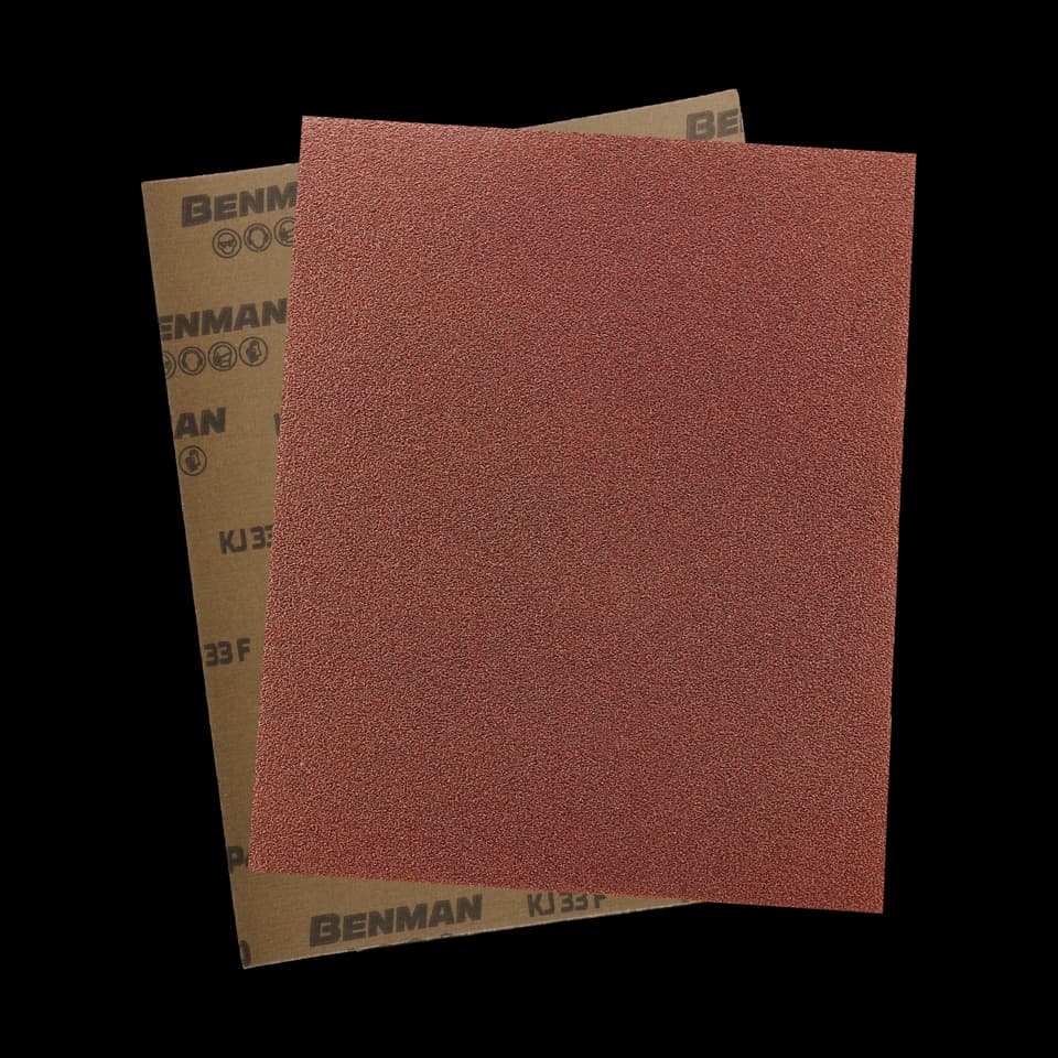 ALUMINIUM OXIDE F-CLOTH PAPER SHEET KJ 33 F, 23x28cm, P80, BENMAN