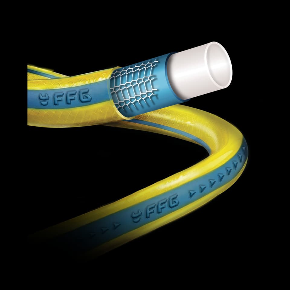 FURTUN DE GRĂDINĂ POWER PLUS 3/4" x 50m, GALBEN - ALBASTRU, FFG