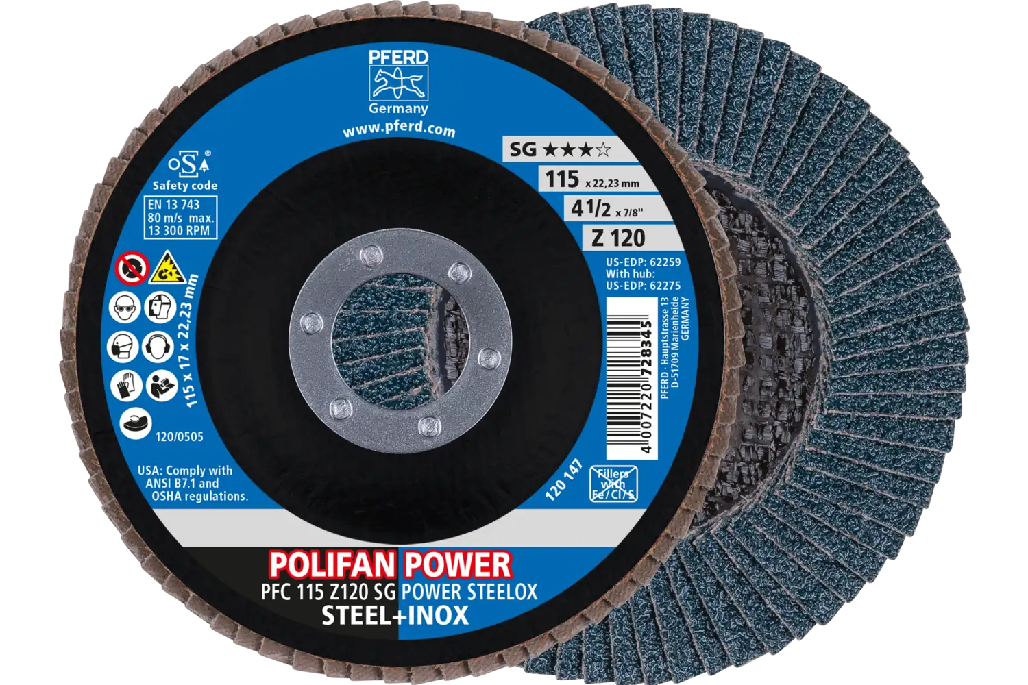 Disc lamelar frontal (POLIFAN) PFC 115 Z 120 SG POWER STEELOX