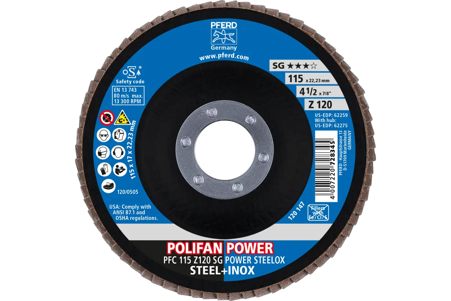 Disc lamelar frontal (POLIFAN) PFC 115 Z 120 SG POWER STEELOX 2
