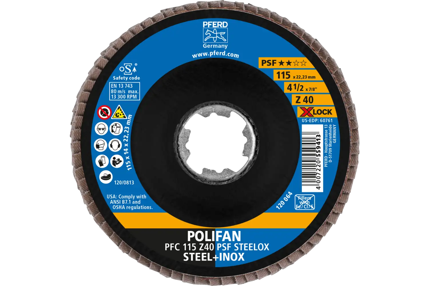 Disc lamelar frontal (POLIFAN) PFC 115 Z 40 PSF STEELOX/X-LOCK 2