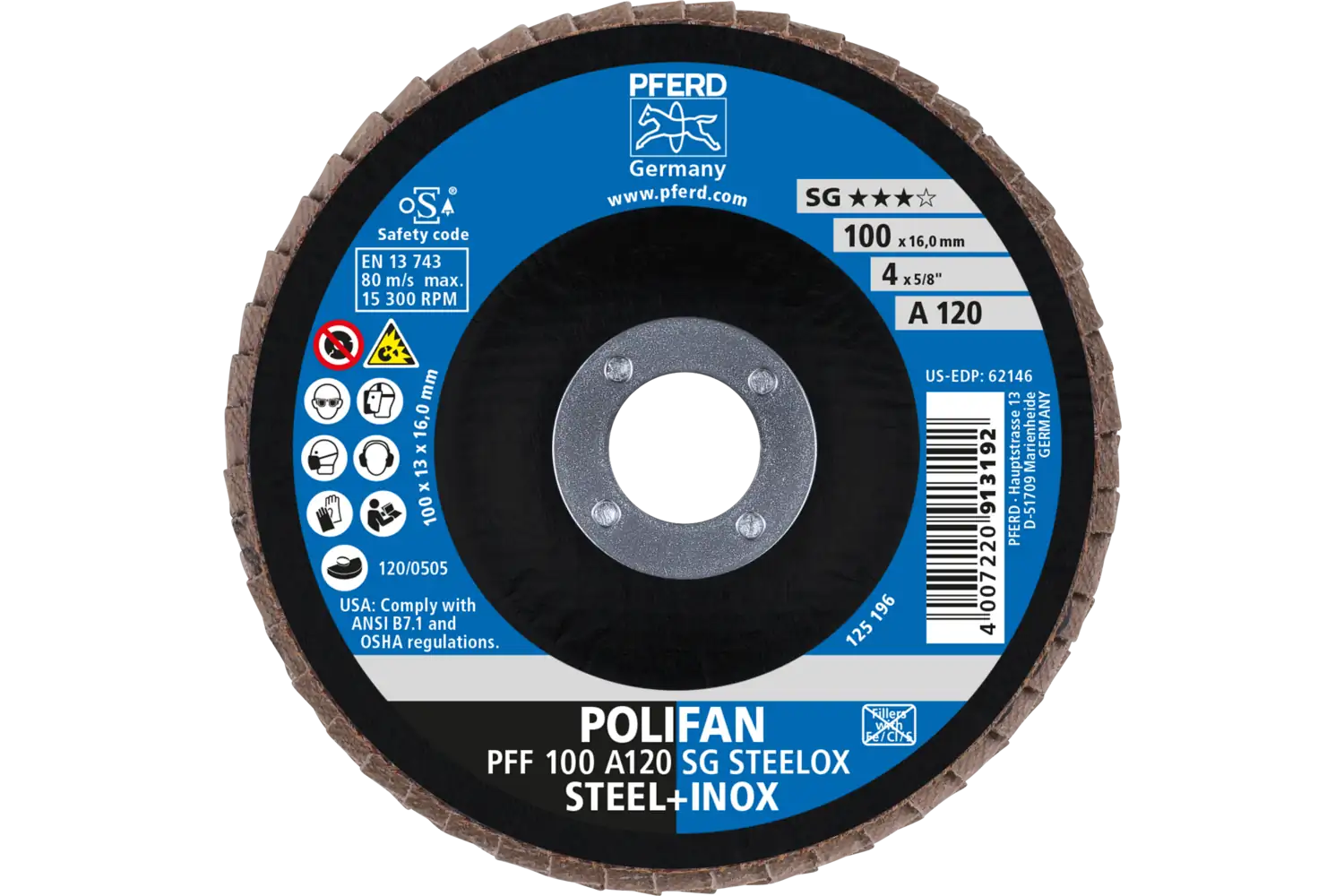Disc lamelar frontal (POLIFAN) PFF 100 A 120 SG STEELOX/16,0 2