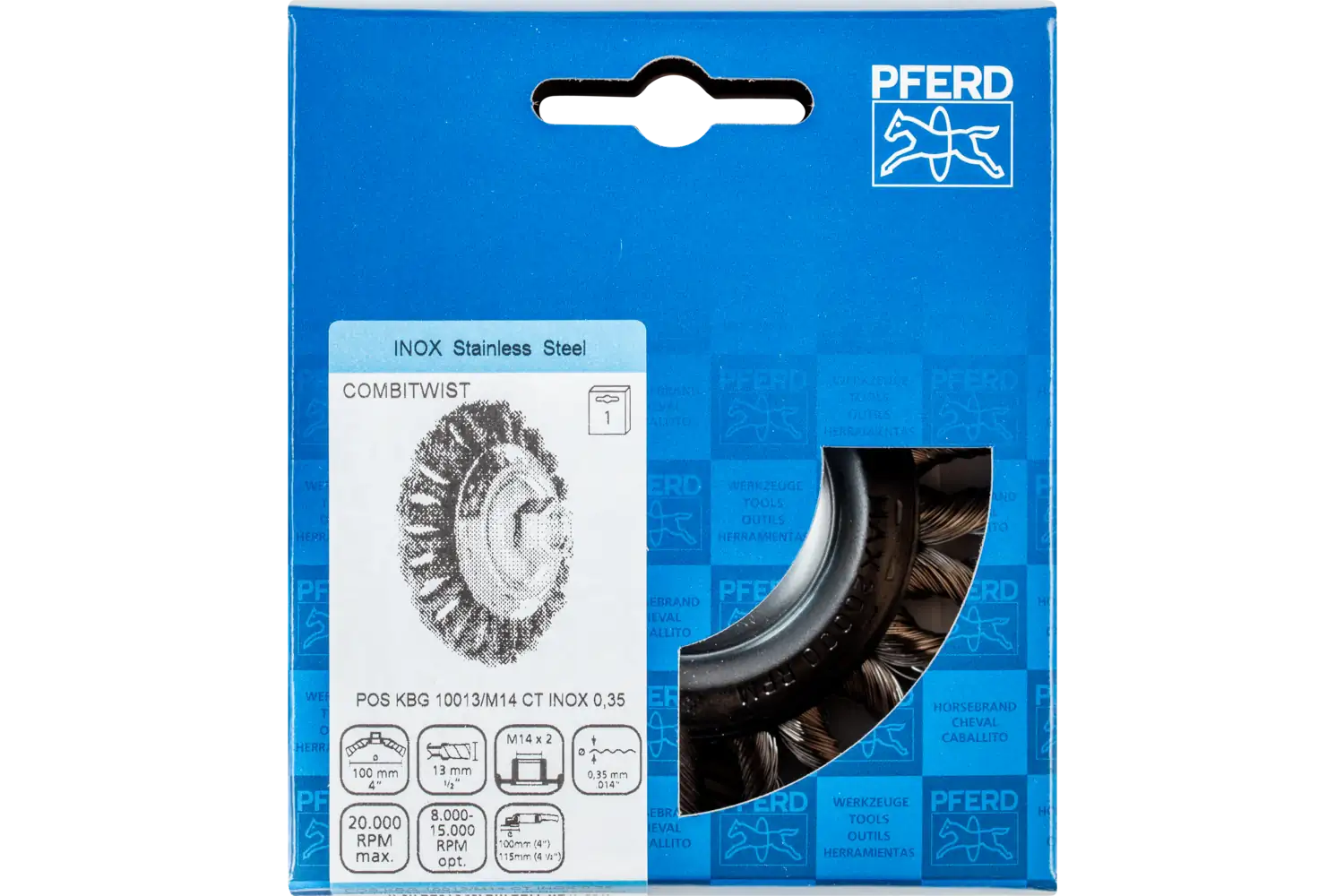 Perie industrială din sârmă de oțel POS KBG 10013/M14 CT INOX 0,35 2