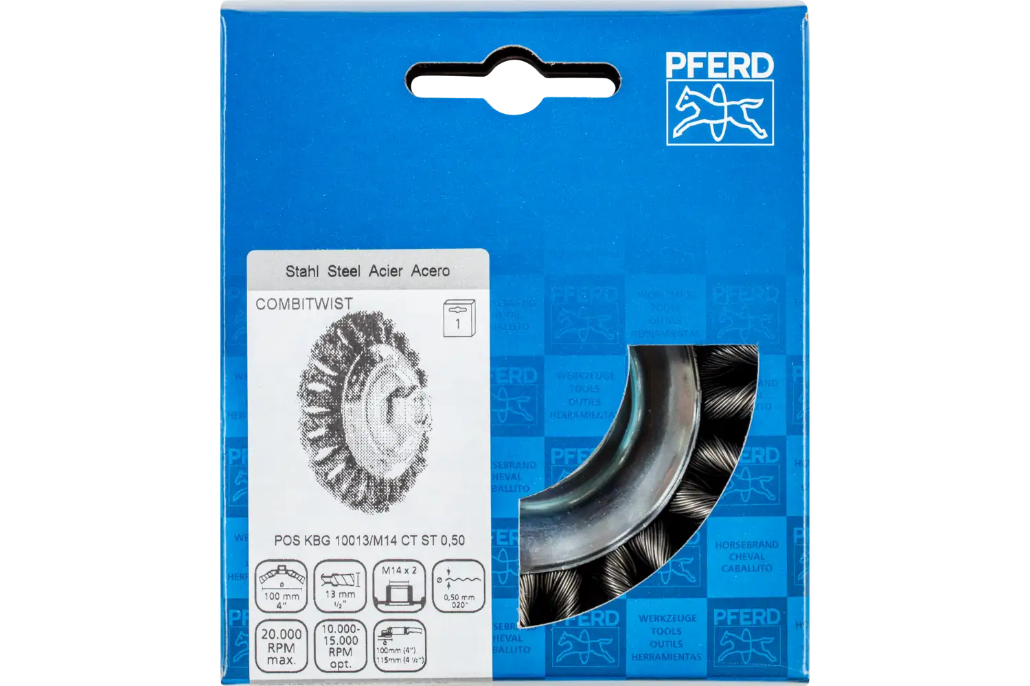 Perie industrială din sârmă de oțel POS KBG 10013/M14 CT ST 0,50 2