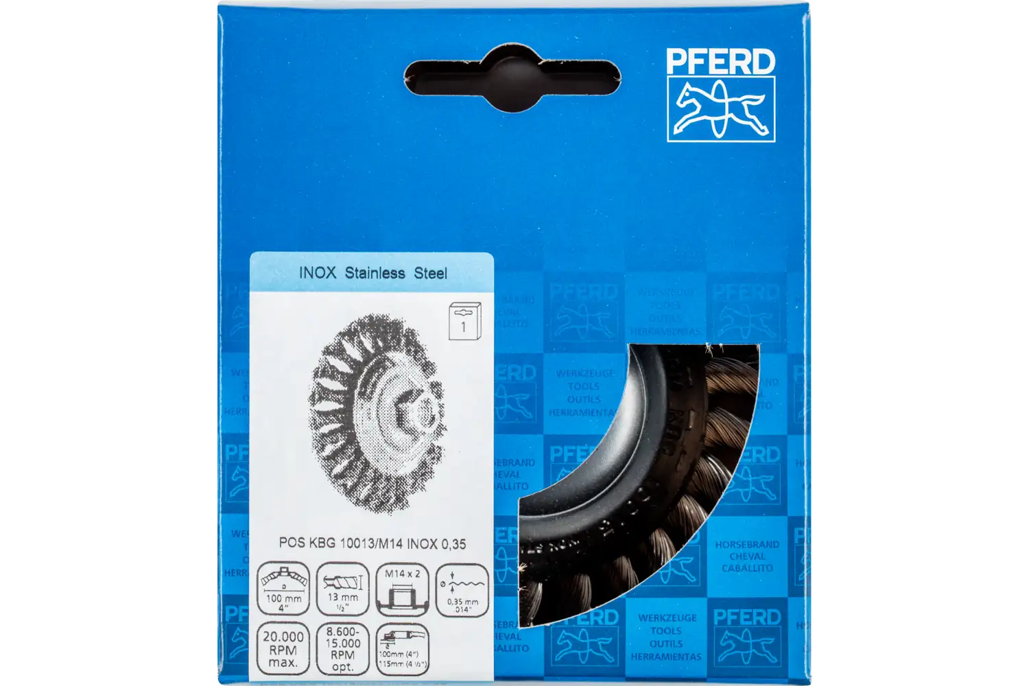 Perie industrială din sârmă de oțel POS KBG 10013/M14 INOX 0,35 2