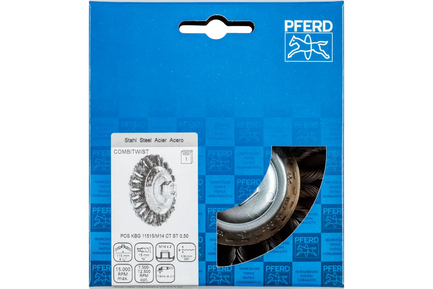 Perie industrială din sârmă de oțel POS KBG 11515/M14 CT ST 0,50 2