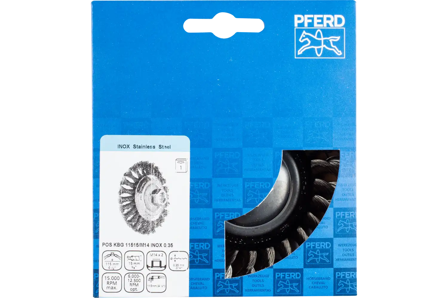 Perie industrială din sârmă de oțel POS KBG 11515/M14 INOX 0,35 2