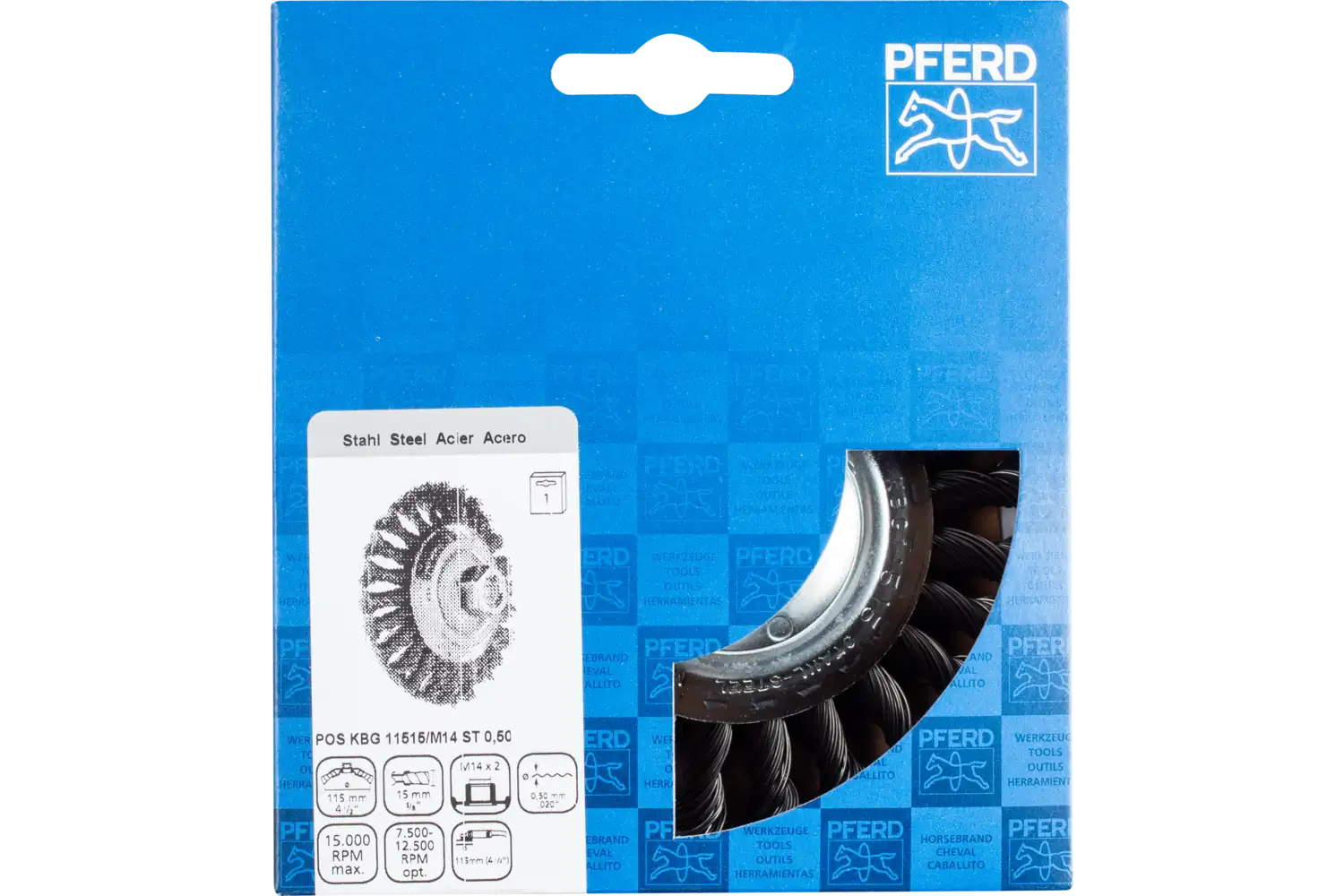 Perie industrială din sârmă de oțel POS KBG 11515/M14 ST 0,50 2