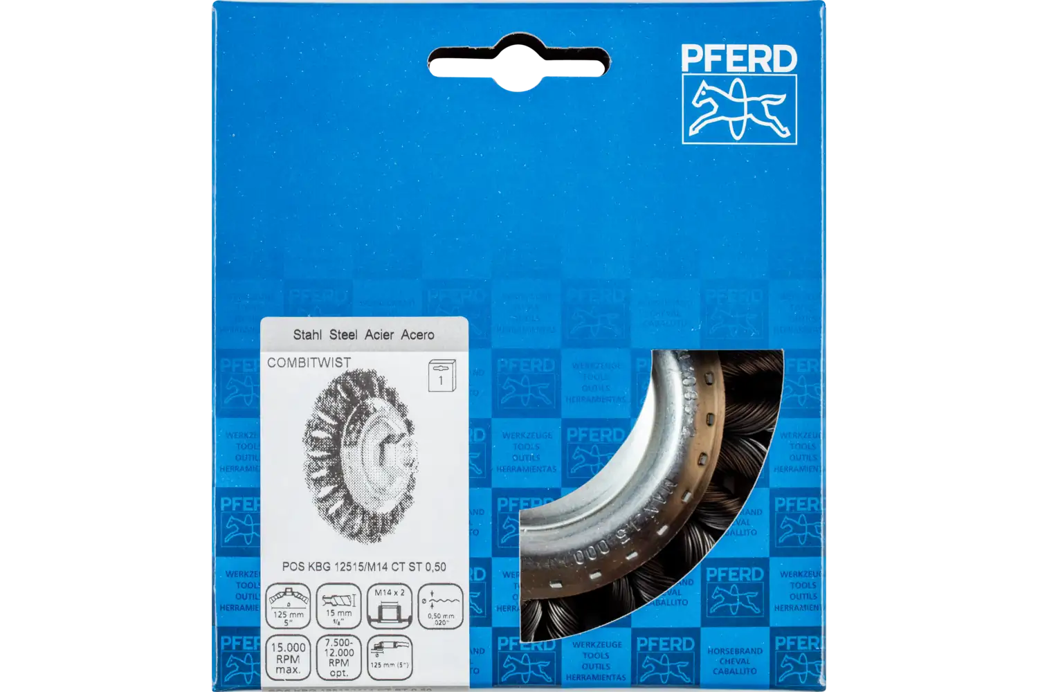 Perie industrială din sârmă de oțel POS KBG 12515/M14 CT ST 0,50 2