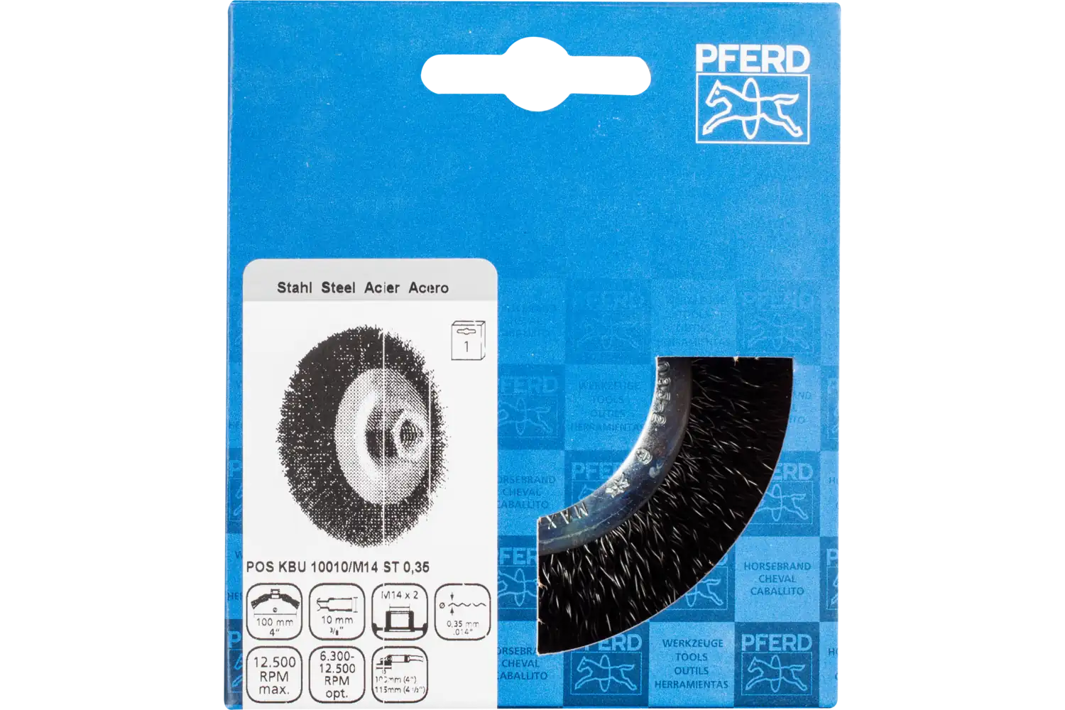 Perie industrială din sârmă de oțel POS KBU 10010/M14 ST 0,35 2