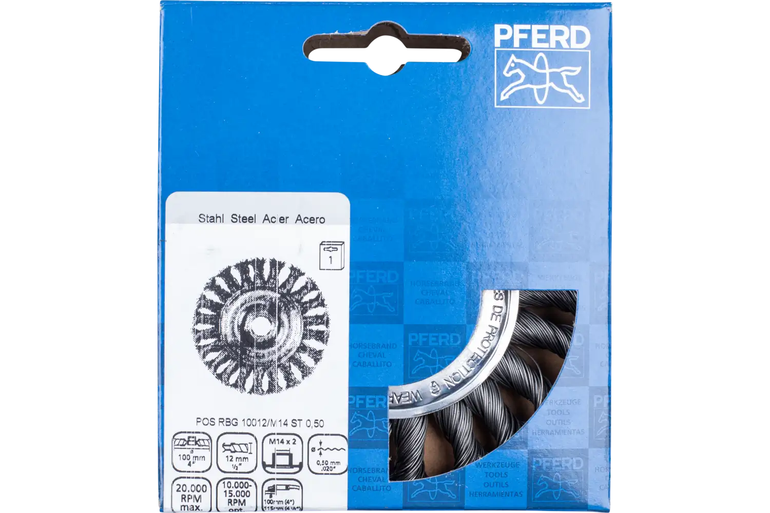 Perie circulară împletită (heavy-duty) din sârmă de oțel POS RBG 10012/M14 ST 0,50 2