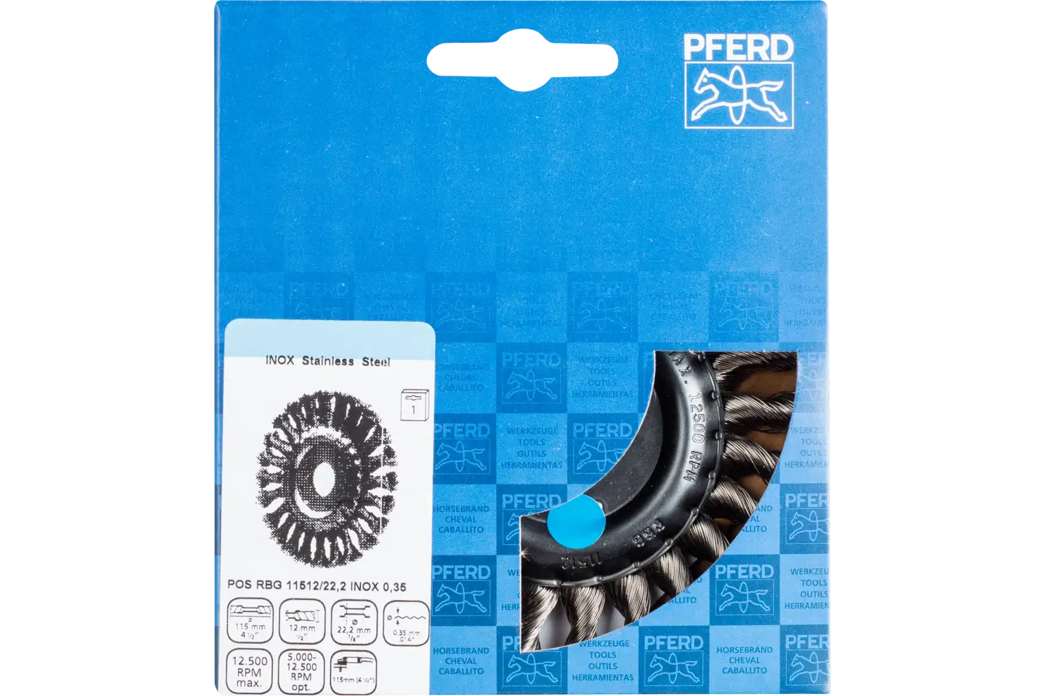 Perie circulară împletită (heavy-duty) din sârmă de oțel POS RBG 11512/22,2 INOX 0,35 2