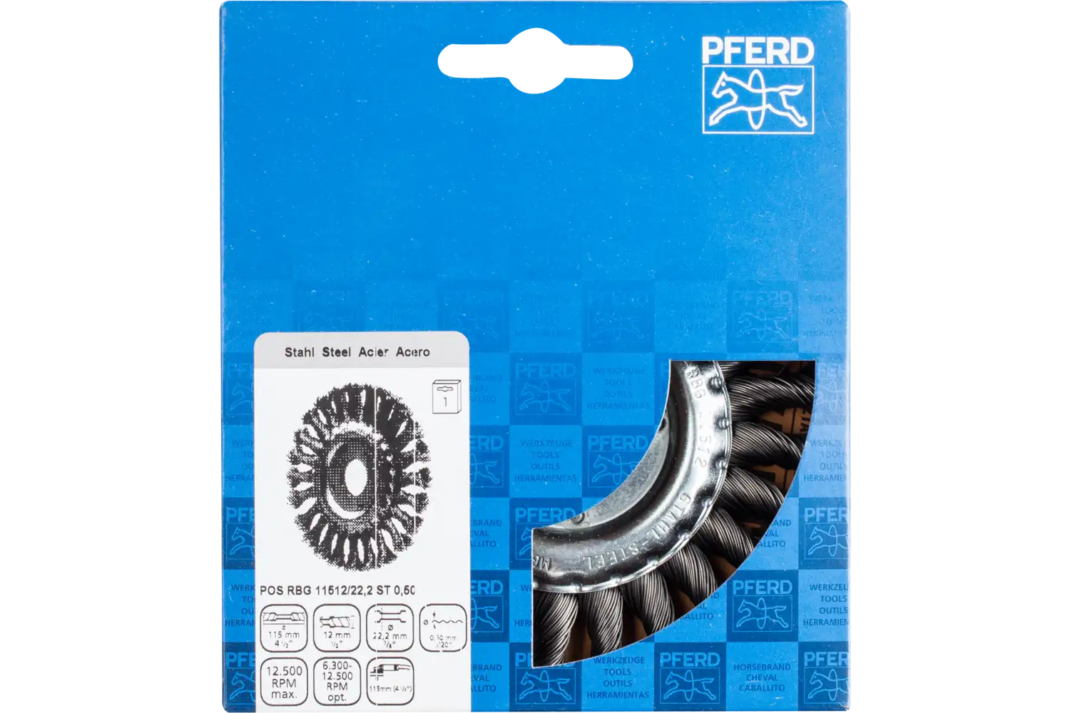 Perie circulară împletită (heavy-duty) din sârmă de oțel POS RBG 11512/22,2 ST 0,50 2