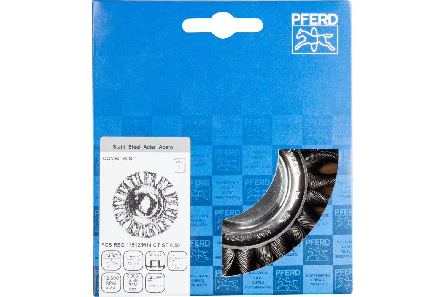 Perie circulară împletită (heavy-duty) din sârmă de oțel POS RBG 11512/M14 CT ST 0,50 2