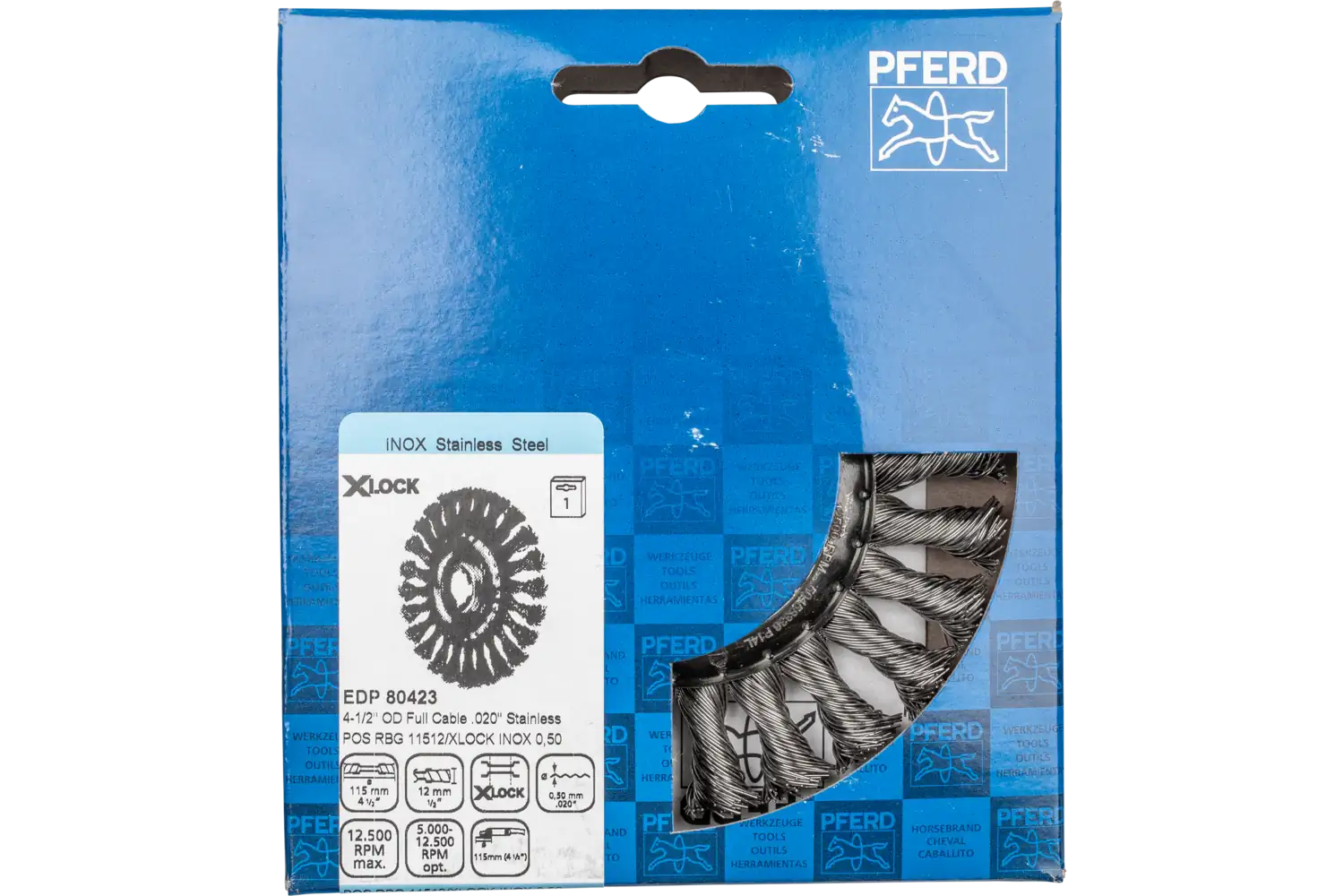 Perie circulară împletită (heavy-duty) din sârmă de oțel POS RBG 11512/X-LOCK INOX 0,50 2