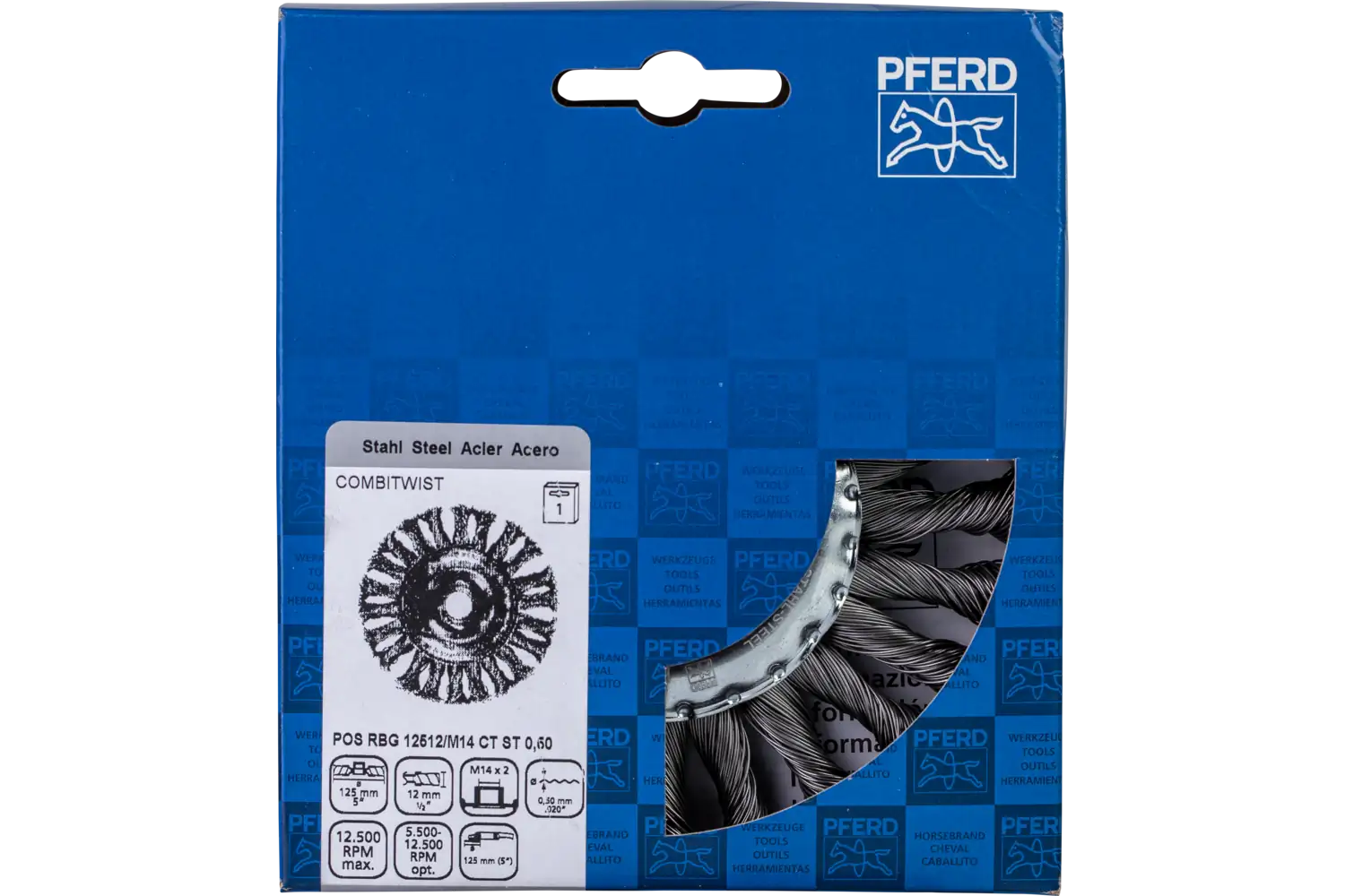 Perie circulară împletită (heavy-duty) din sârmă de oțel POS RBG 12512/M14 CT ST 0,50