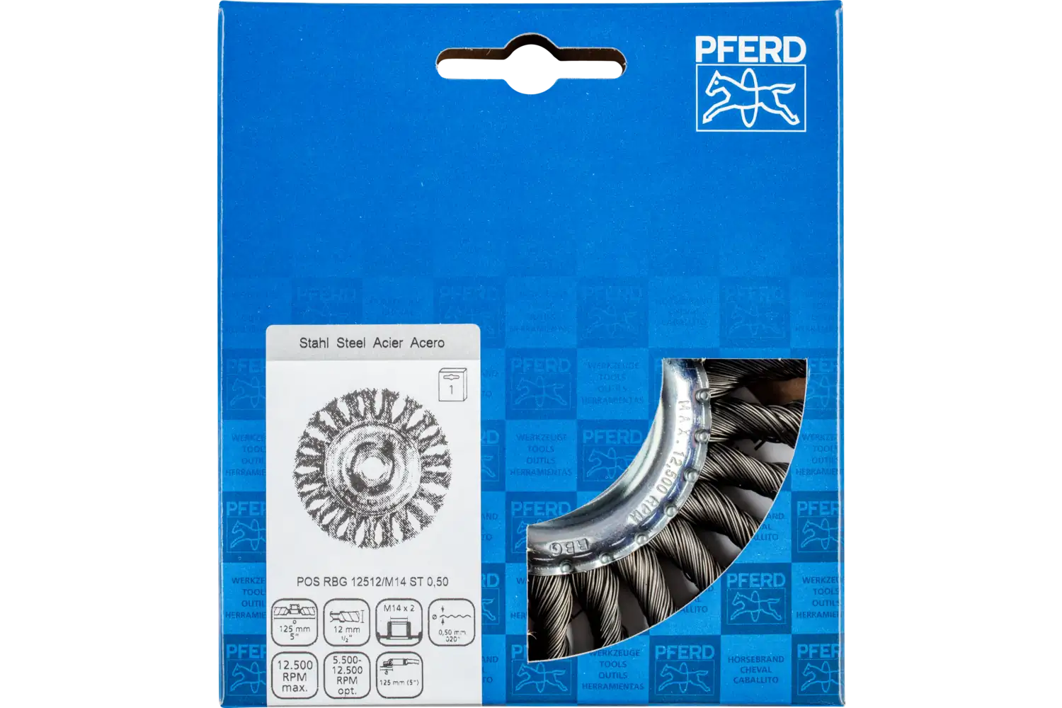 Perie circulară împletită (heavy-duty) din sârmă de oțel POS RBG 12512/M14 ST 0,50 2