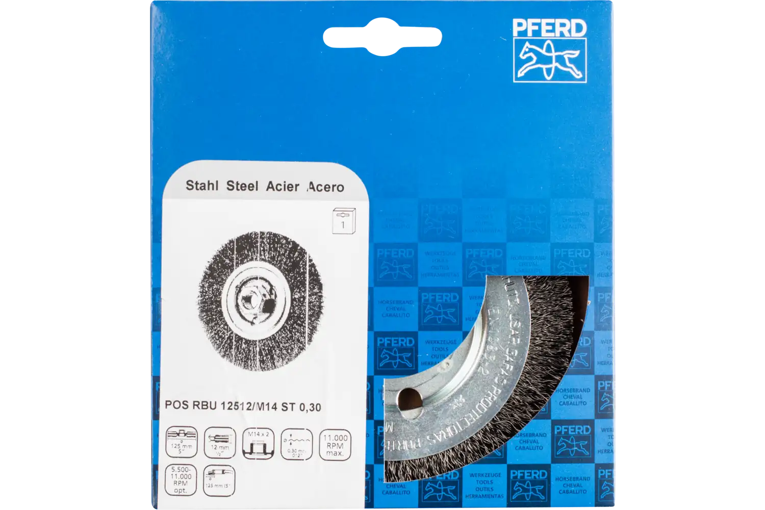 Perie circulară din sârmă de oțel POS RBU 12512/M14 ST 0,30 2