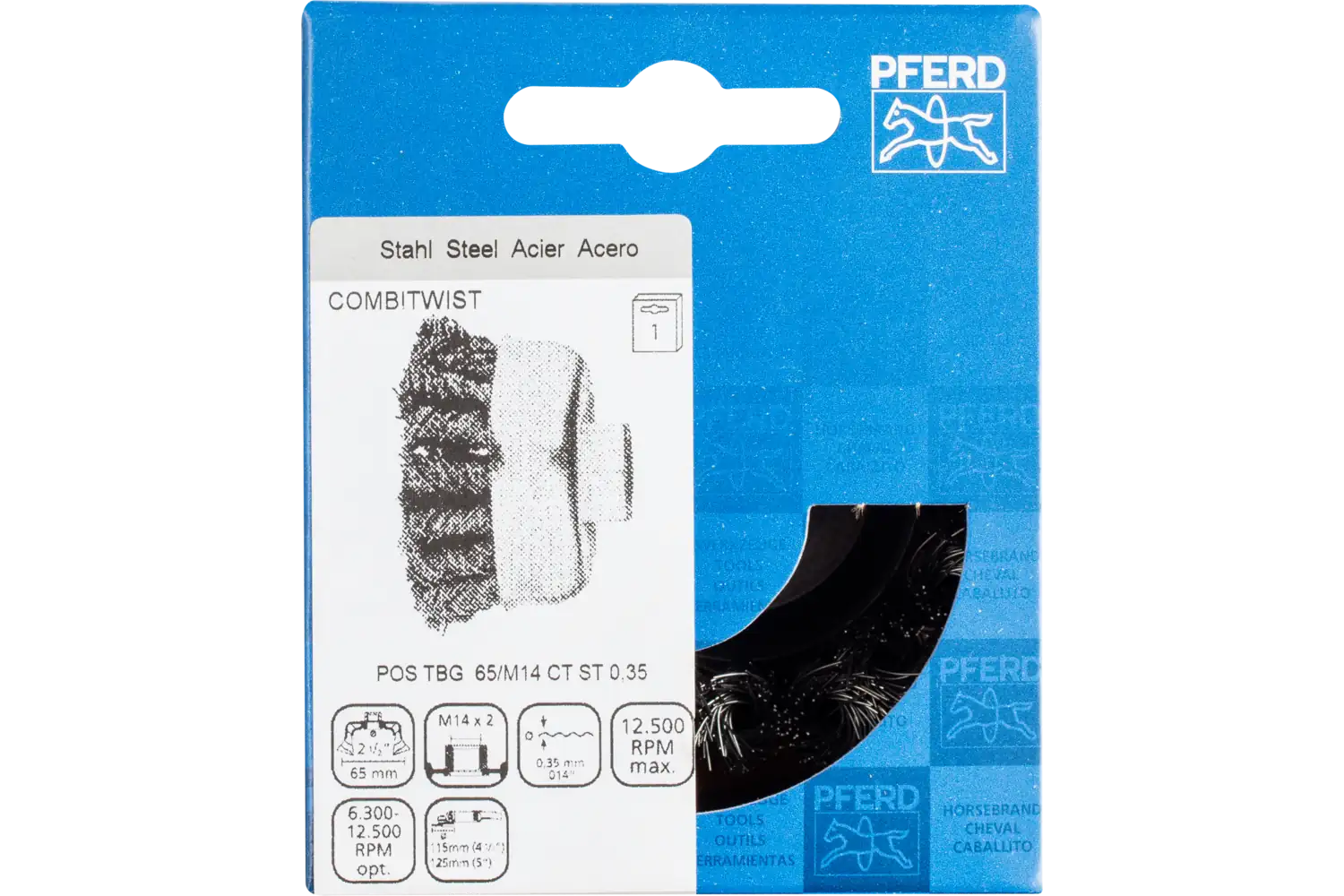 Perie tip oală împletită din sârmă de oțel POS TBG 65/M14 CT ST 0,35 2