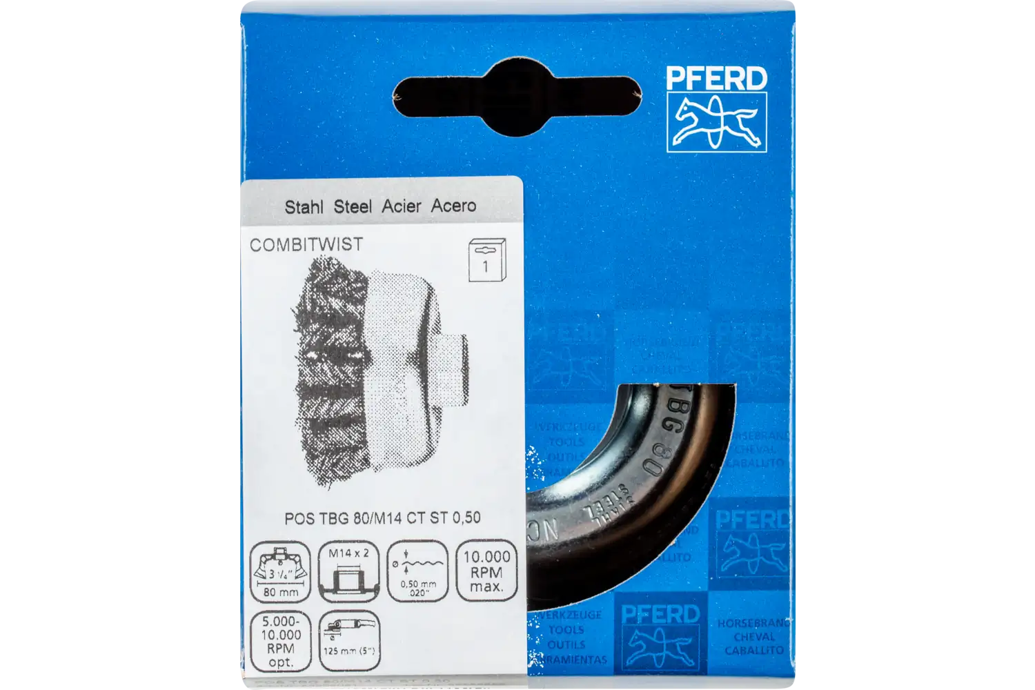 Perie tip oală împletită din sârmă de oțel POS TBG 80/M14 CT ST 0,50 2