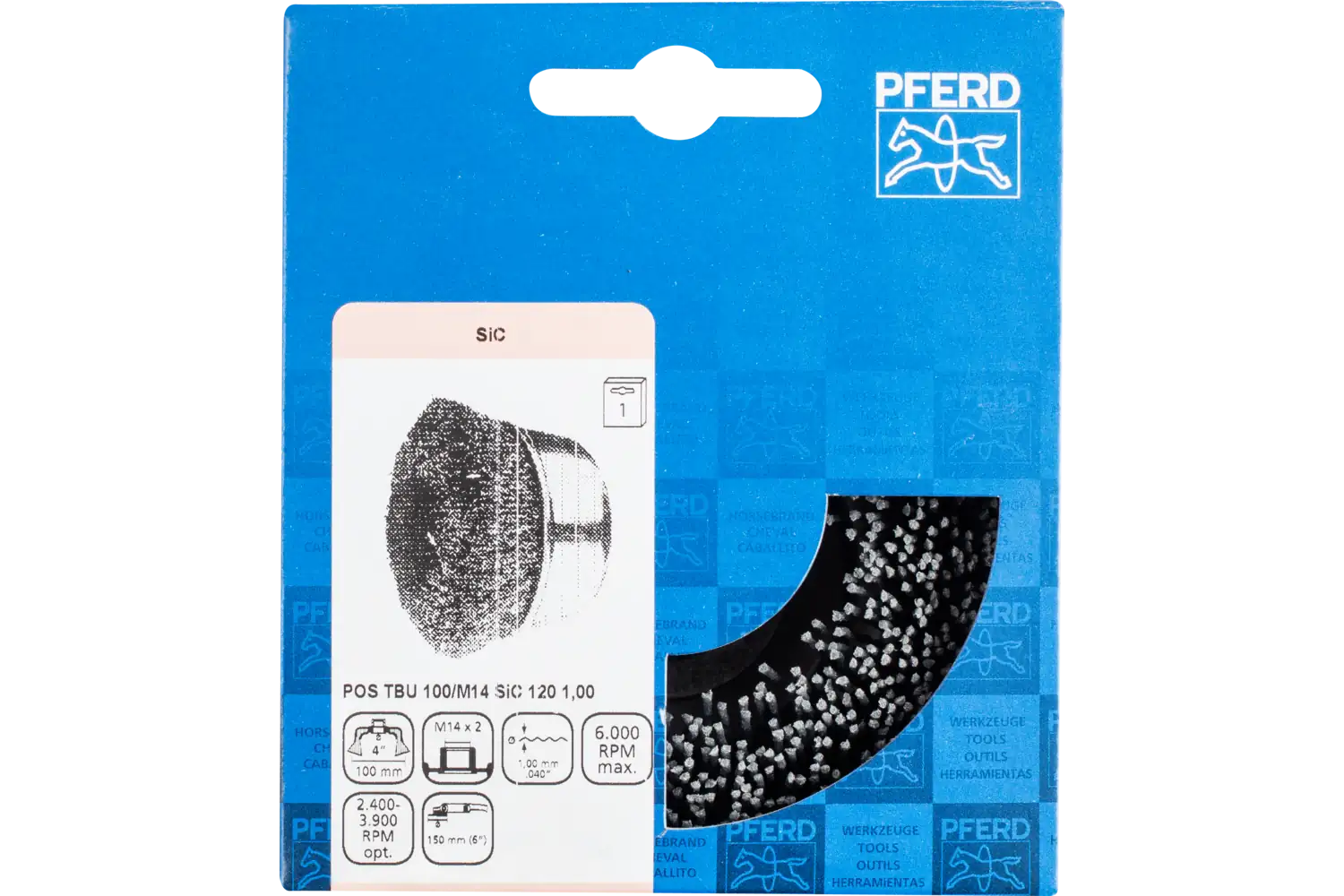 Perie tip oală din sârmă de oțel POS TBU 100/M14 SiC 120 1,00 2