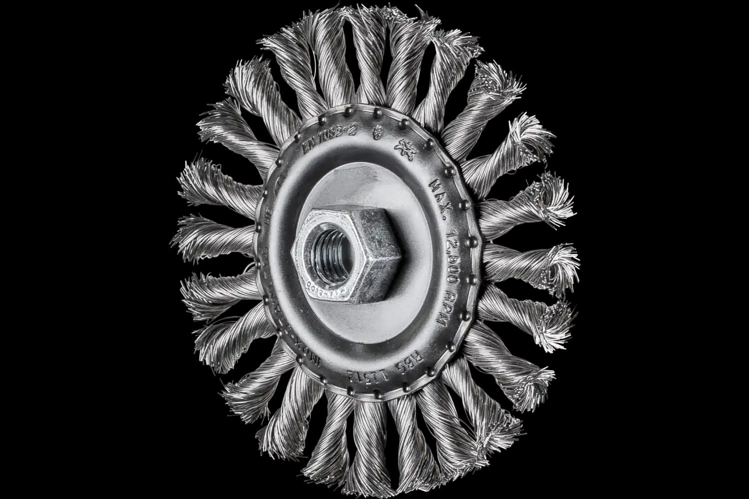 Perie circulară împletită (heavy-duty) din sârmă de oțel POS RBG 11512/M14 CT INOX 0,35