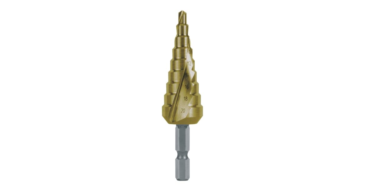 Burghiu treptat, HSS, TiN, canelat spiralat cu varf ras incrucisat 101050-9TH