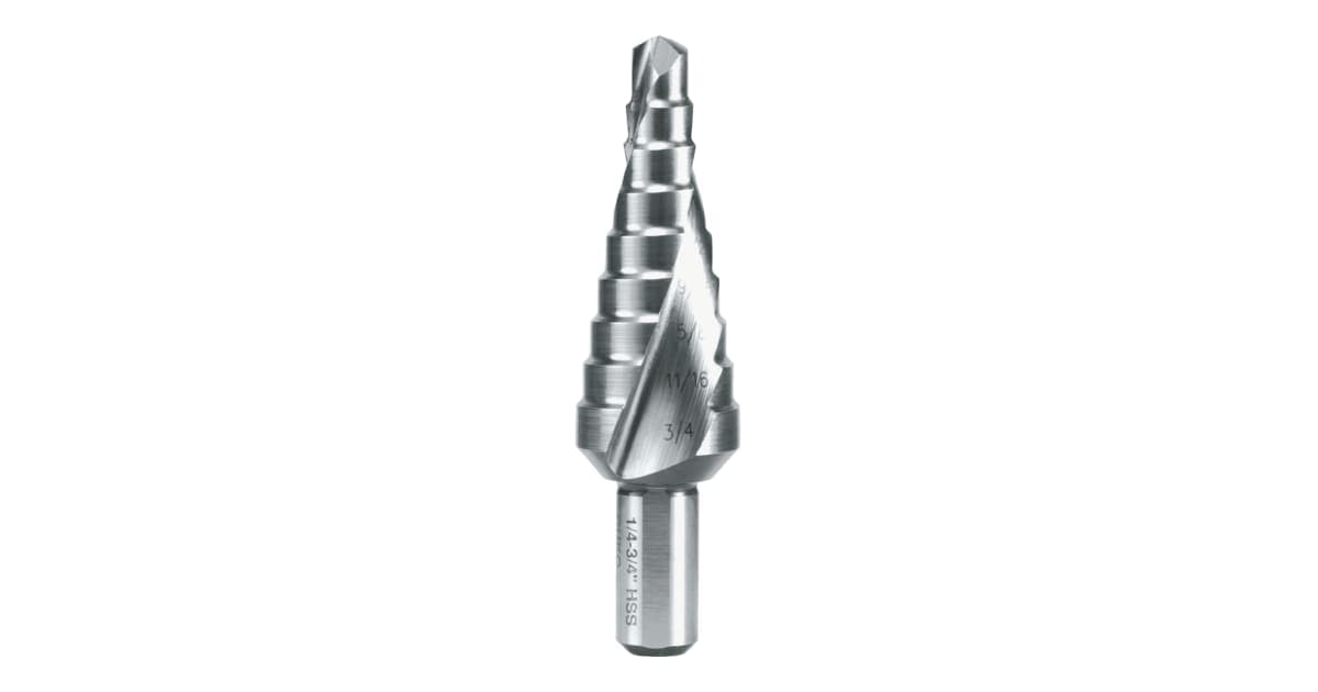 Burghiu treptat, HSS, în dimensiuni în inch, canelat spiralat cu vârf încrucișat 101701
