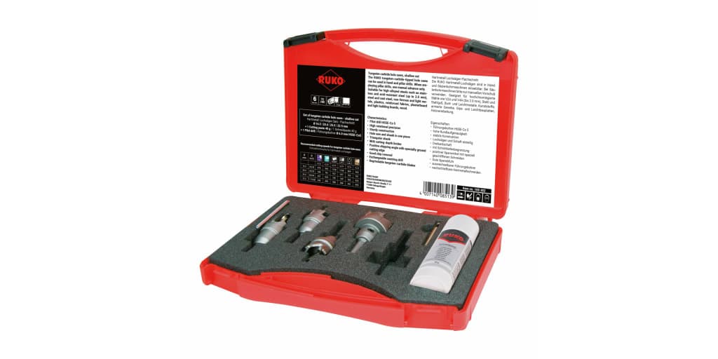 Set carote pentru tablă din carbură metalică - 6 piese, set tăiat plat, 6 buc. 105302 2