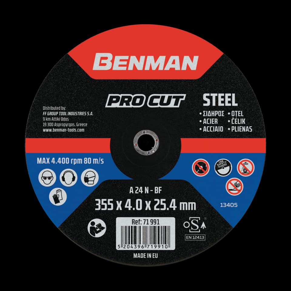 DISC PENTRU TĂIERE METAL, PRO CUT 355x4.0x25.4mm BENMAN