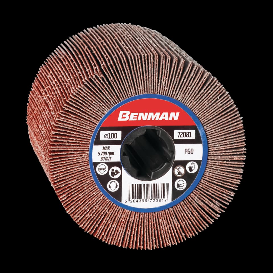 DISC CU LAMELE CU CANAL DE PANĂ TEXTIL, 100x100x19 mm, P080 BENMAN