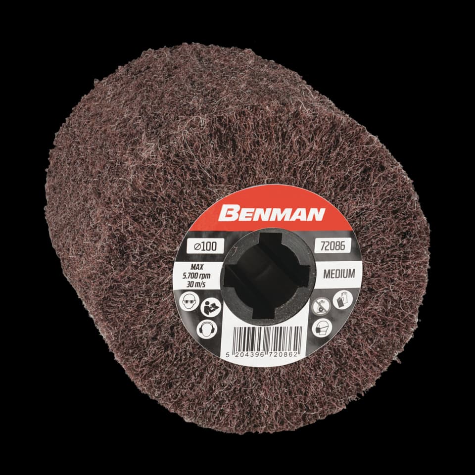 DISC CU LAMELE CU CANAL DE PANĂ NEȚESUT, 100x100x19 mm, GROSIER/P080 BENMAN