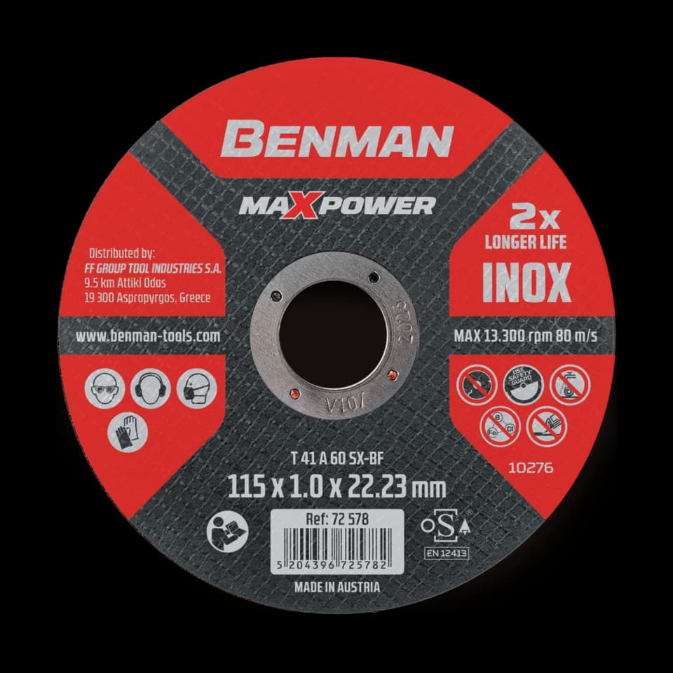 DISC TĂIERE INOX, MAXPOWER 180x1.6mm BENMAN