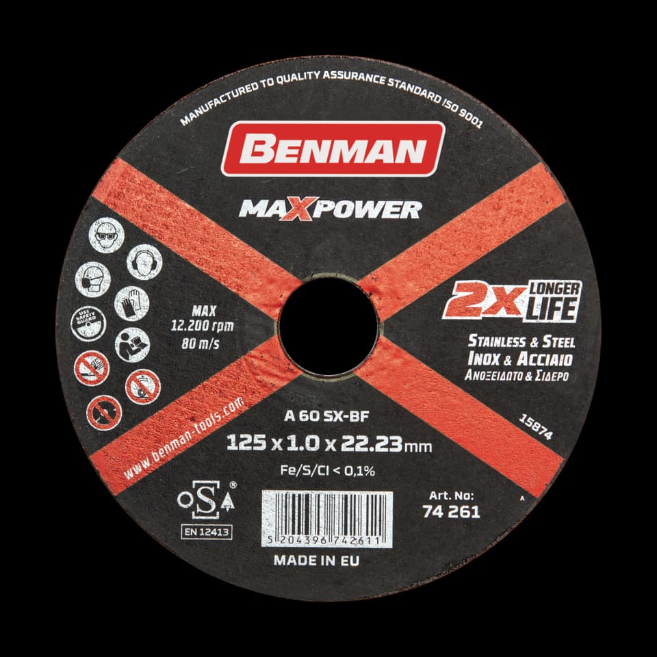 DISC TAIERE,PENTRU INOX,MAXPOWER, BENMAN 180x1.6mm