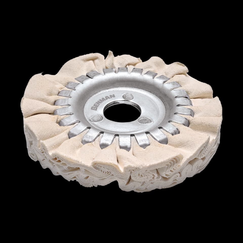 DISC ȘLEFUIRE DIN BUMBAC CU ORIFICIU, Ø100mm, POLIZOR DE BANC CU 2 ROȚI, BENMAN