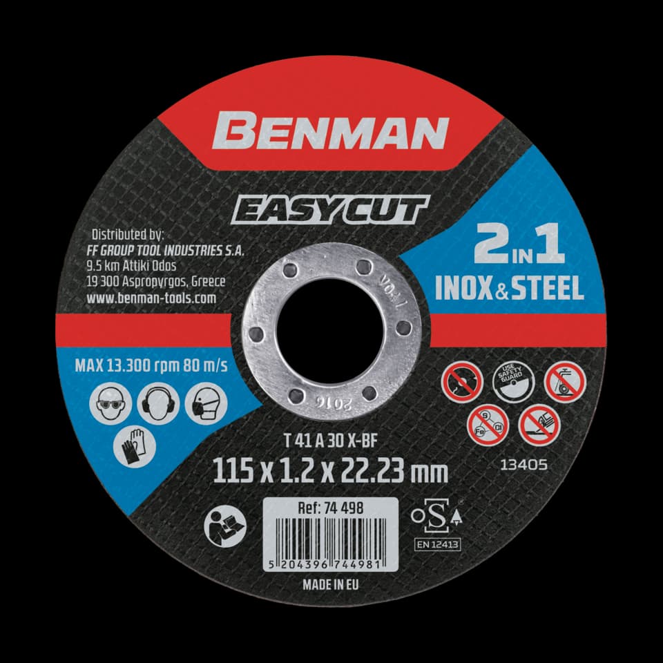 DISC TĂIERE INOX - OŢEL, EASY CUT, 115x1.2mm BENMAN