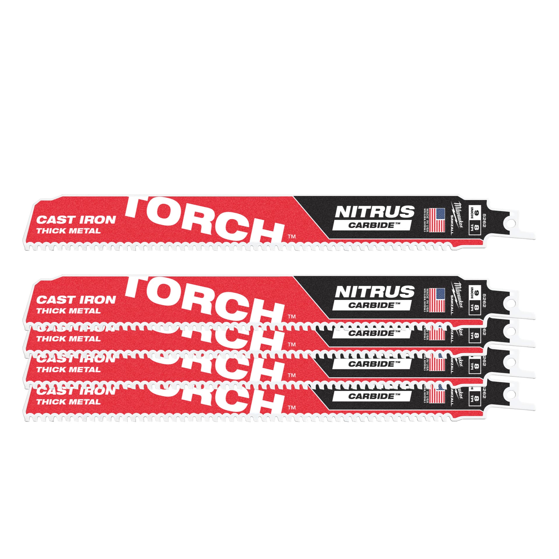 Pânze fierăstrău sabie TCT TORCH NITRUS 230x8T - 5 buc, 5 bucăți