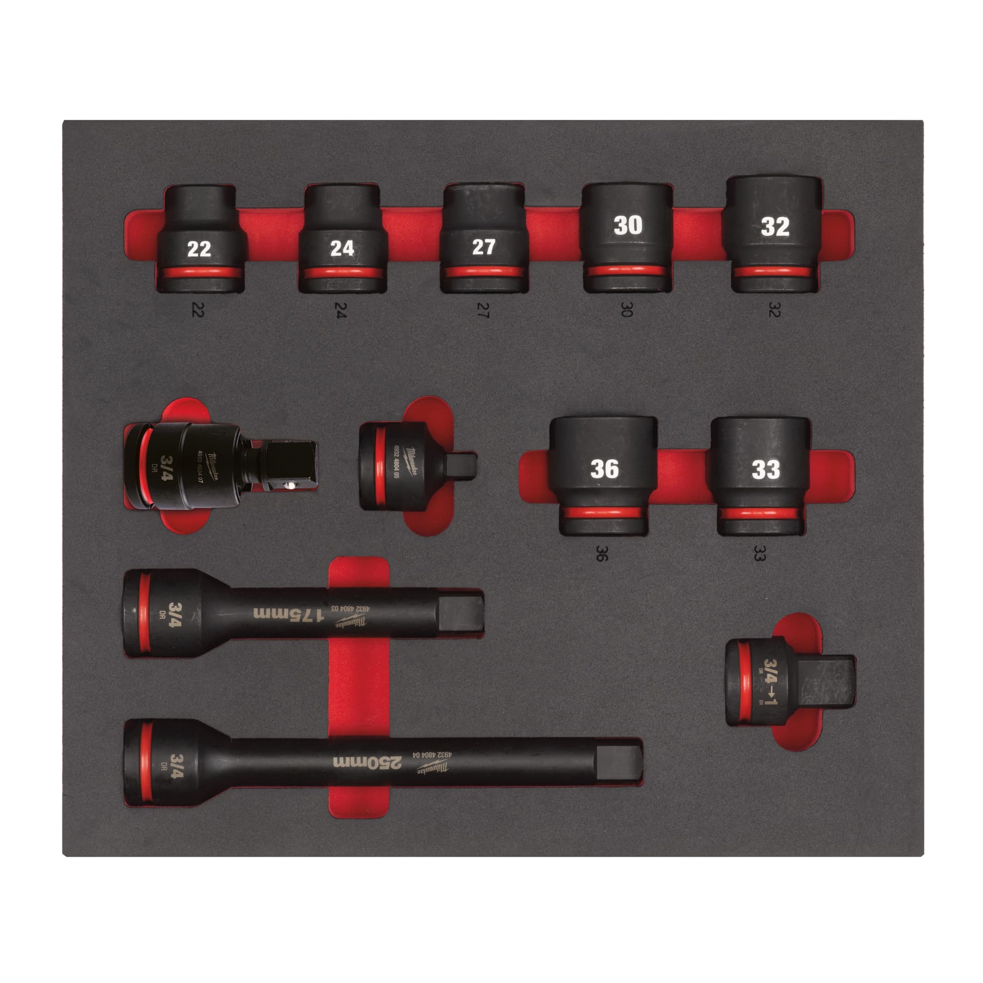 Inserție spumă, 12 buc tubulare 3/4"