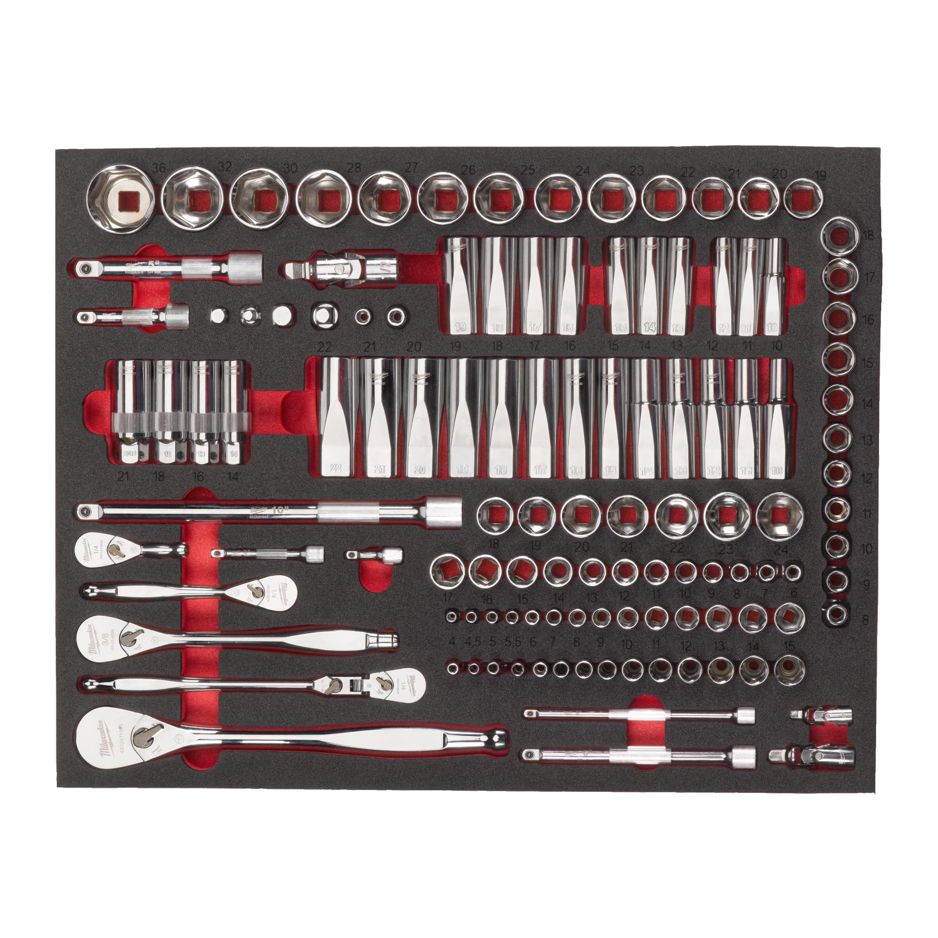 Inserție spumă clichet și tubulare 1/4", 3/8",1/2"