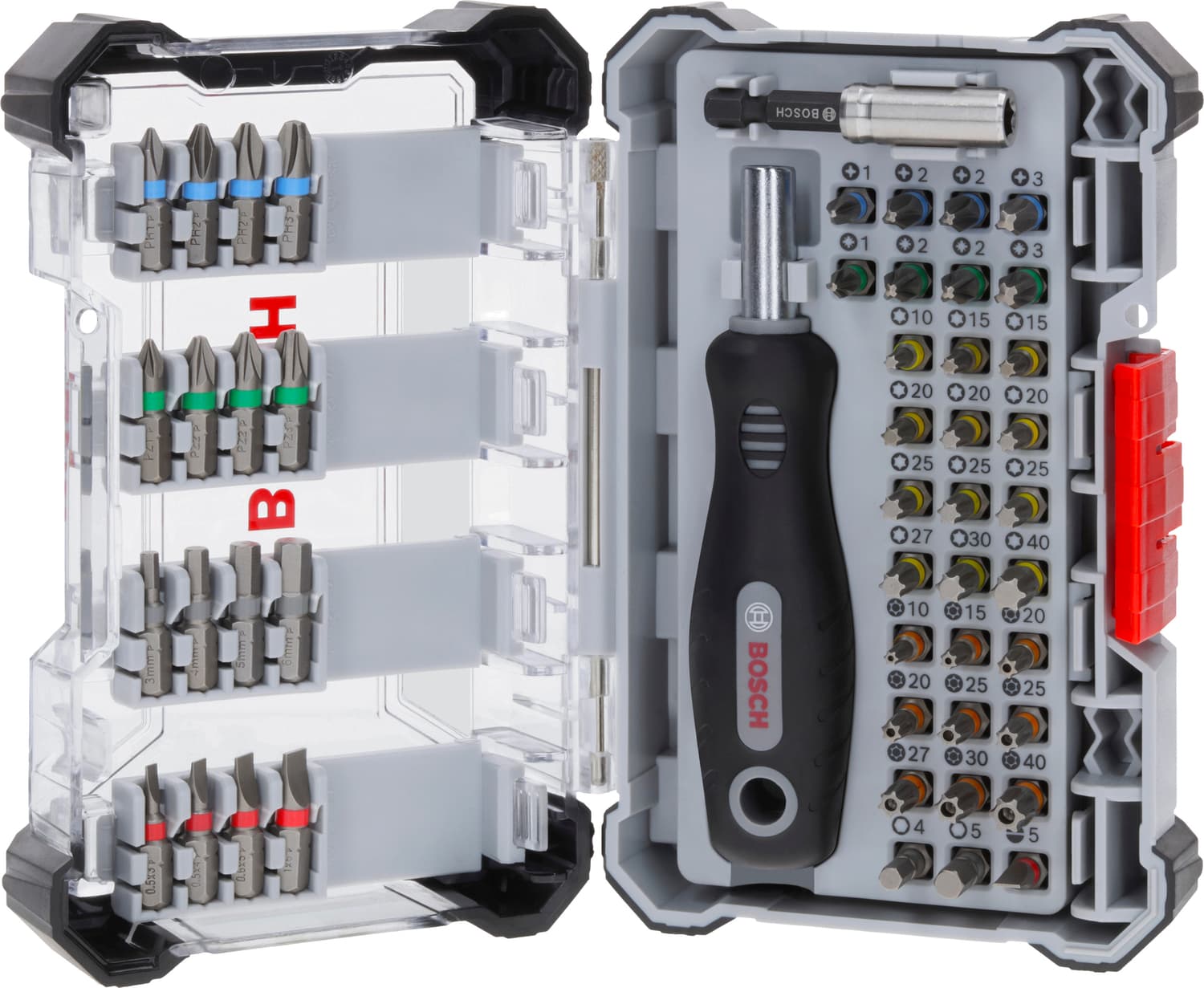 Extra hard screwdriver bit set, display, 6 x 50 pcs