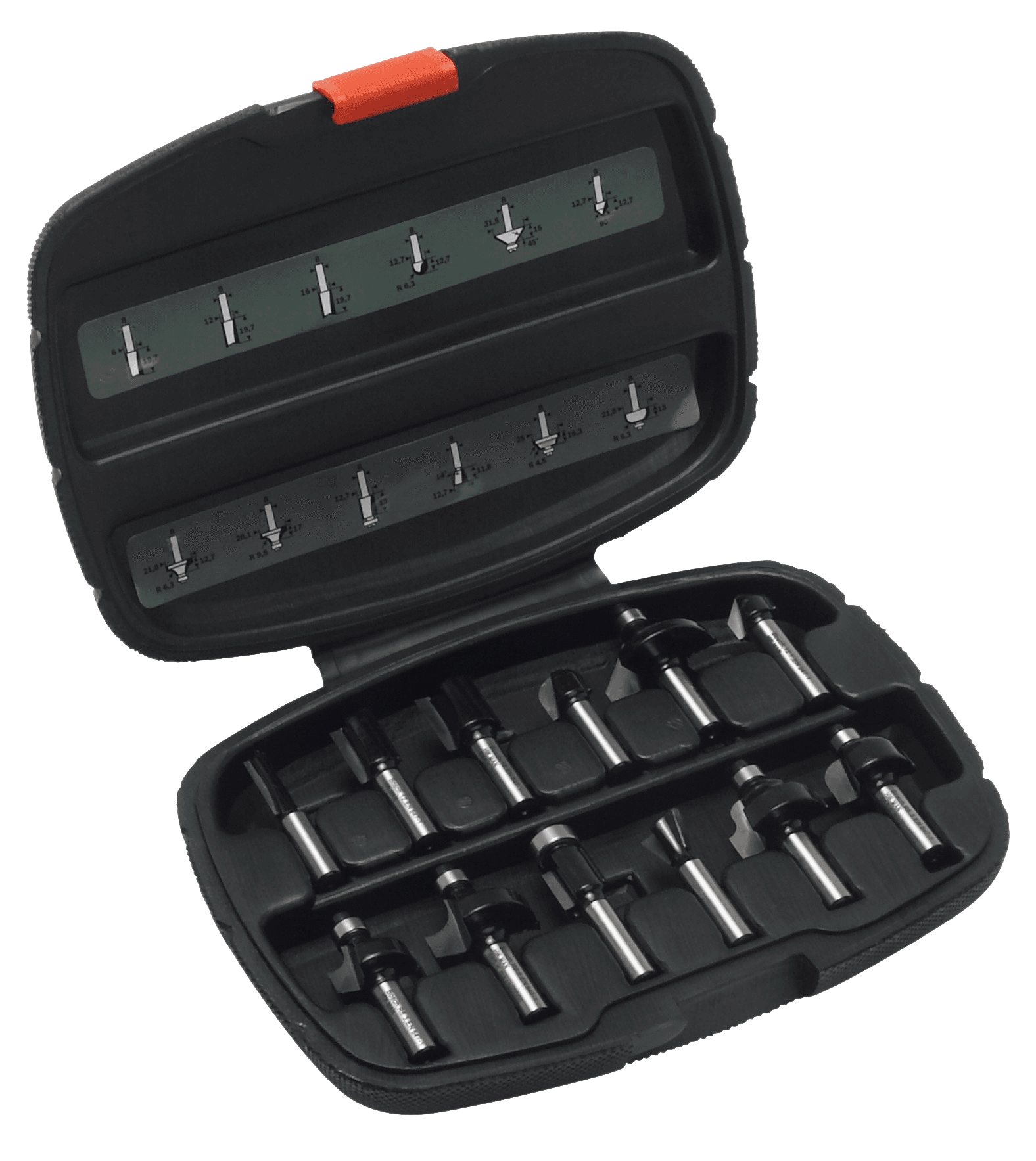 Set de freze de profilat canturi cu carburi de tungsten 12 bucăți