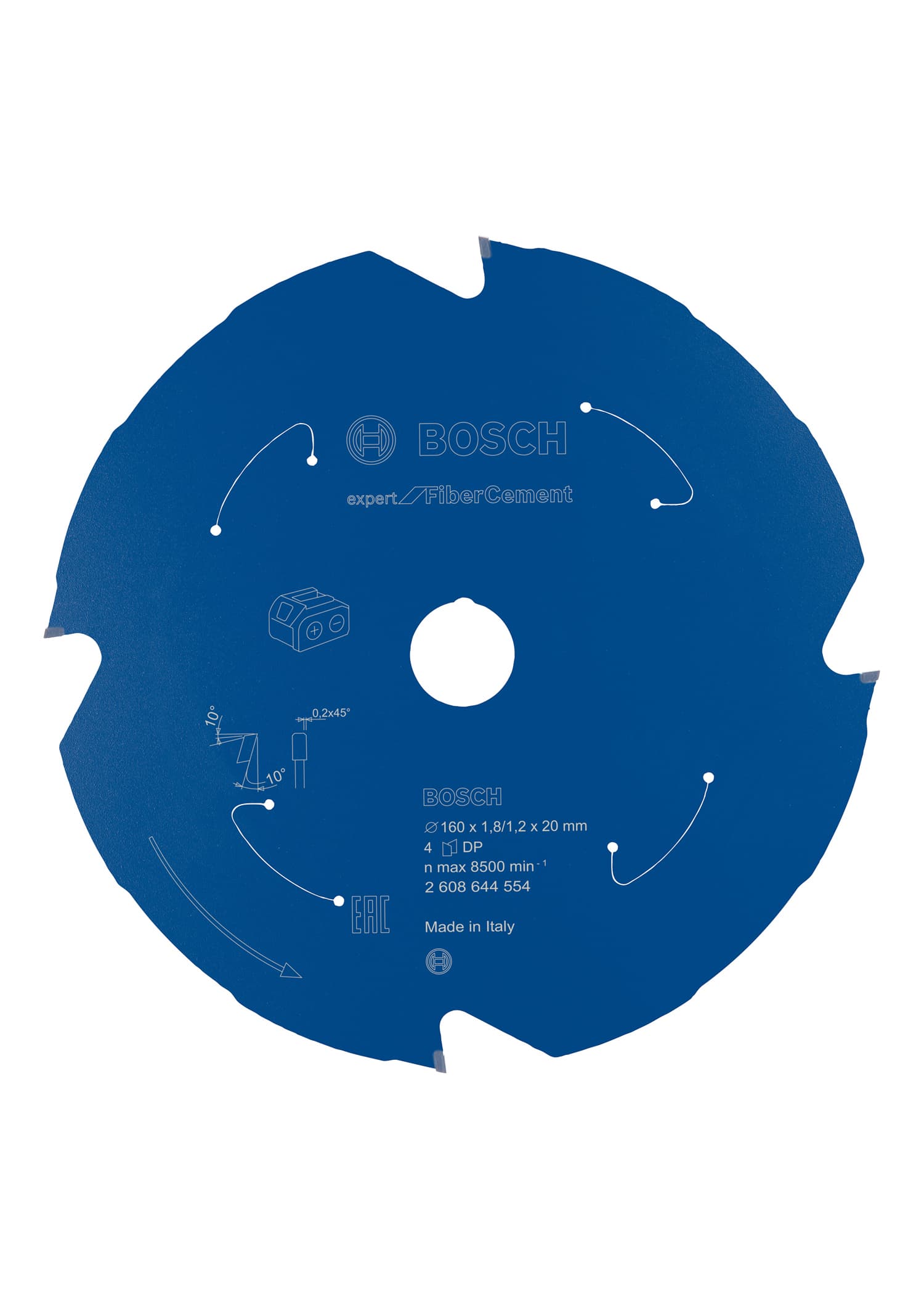 Pânză de ferăstrău circular expert for fibre cement pentru ferăstrău cu acumulator 160x1,8/1,2x20 t4, 160mm x 1.2mm
