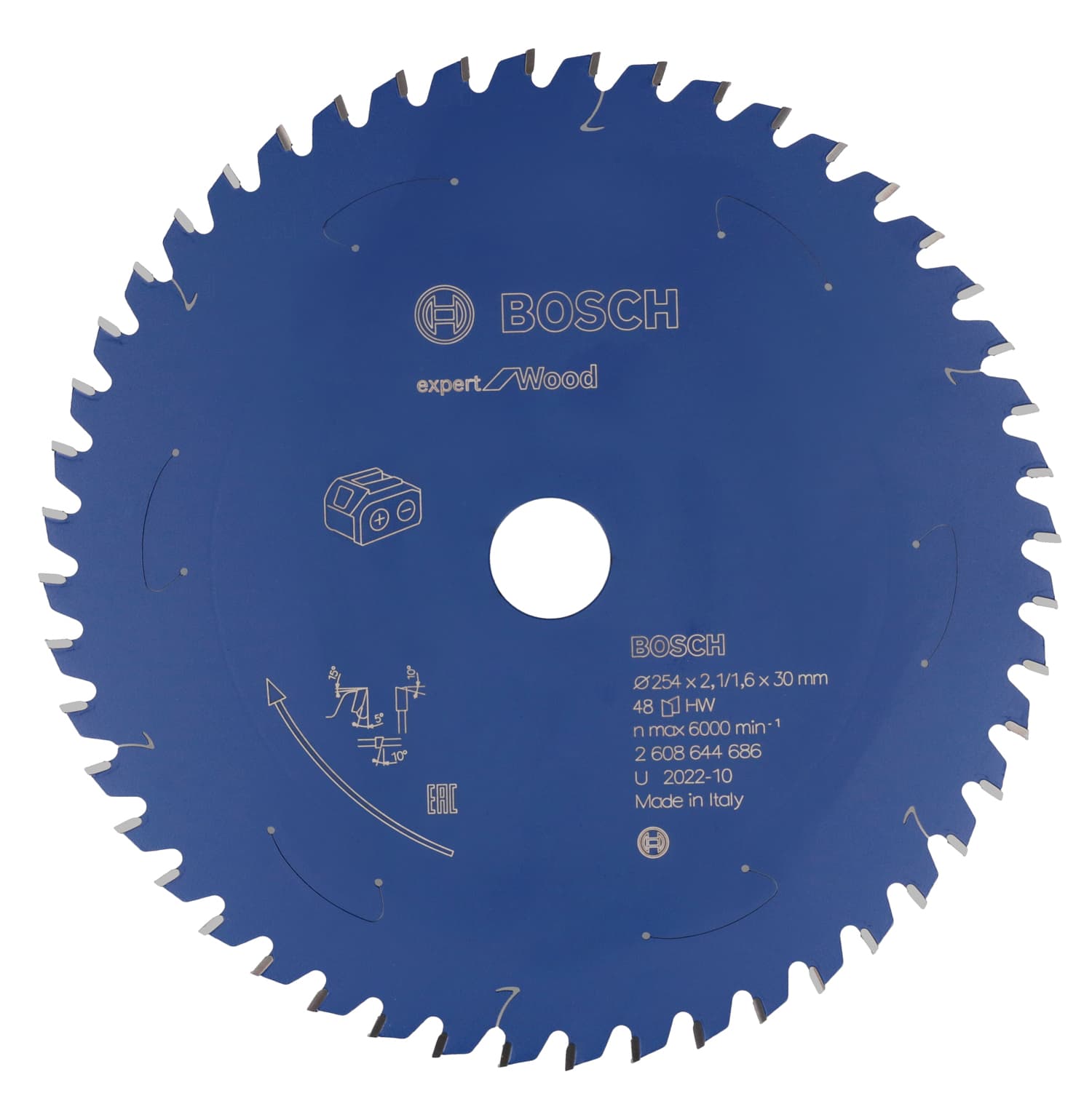 Expert for wood circular saw blade for cordless saws 254x2.1/1.6x30 t48, 254mm x 1.6mm