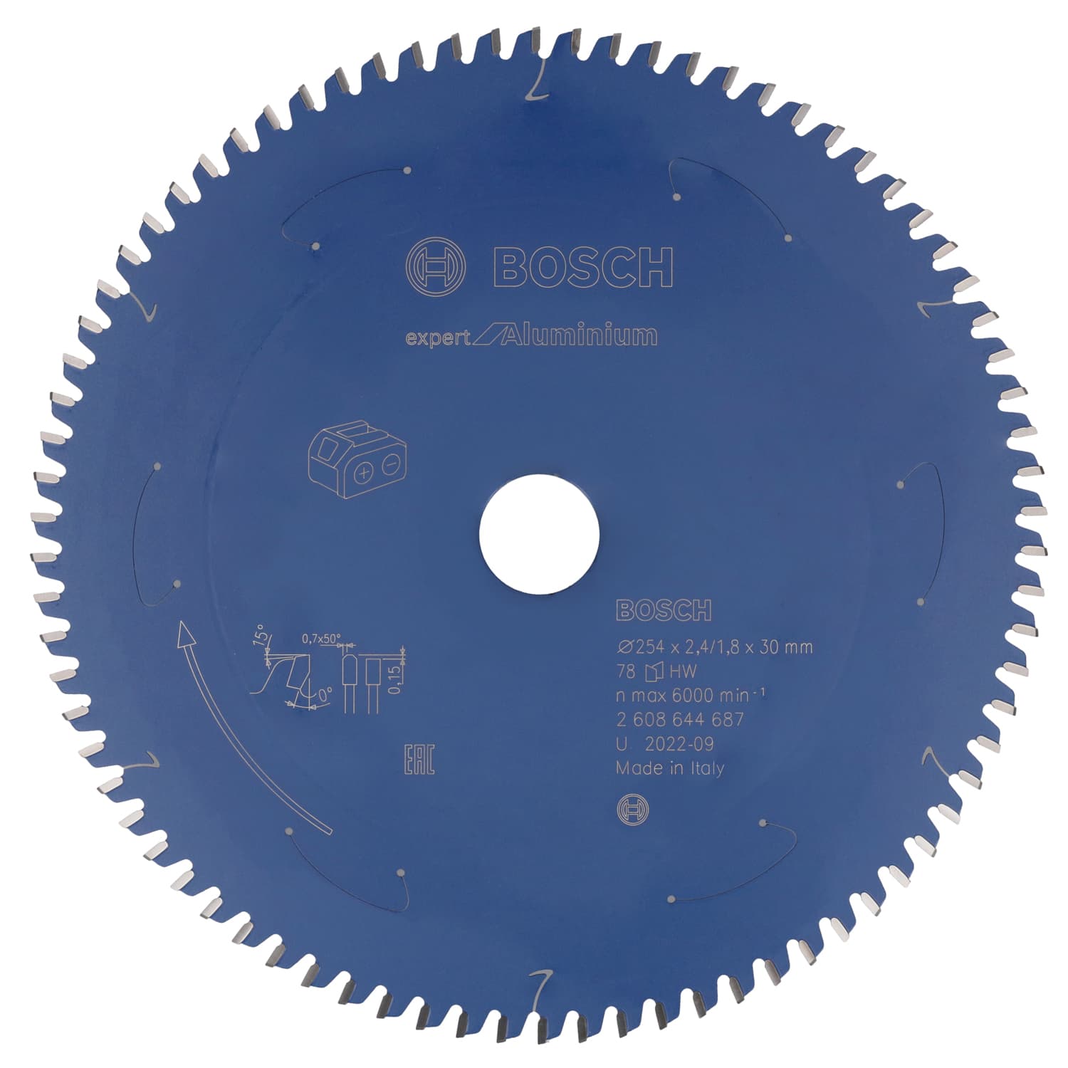Expert for aluminium circular saw blade for cordless saws 254x2.4/1.8x30 t78, 254mm x 1.8mm